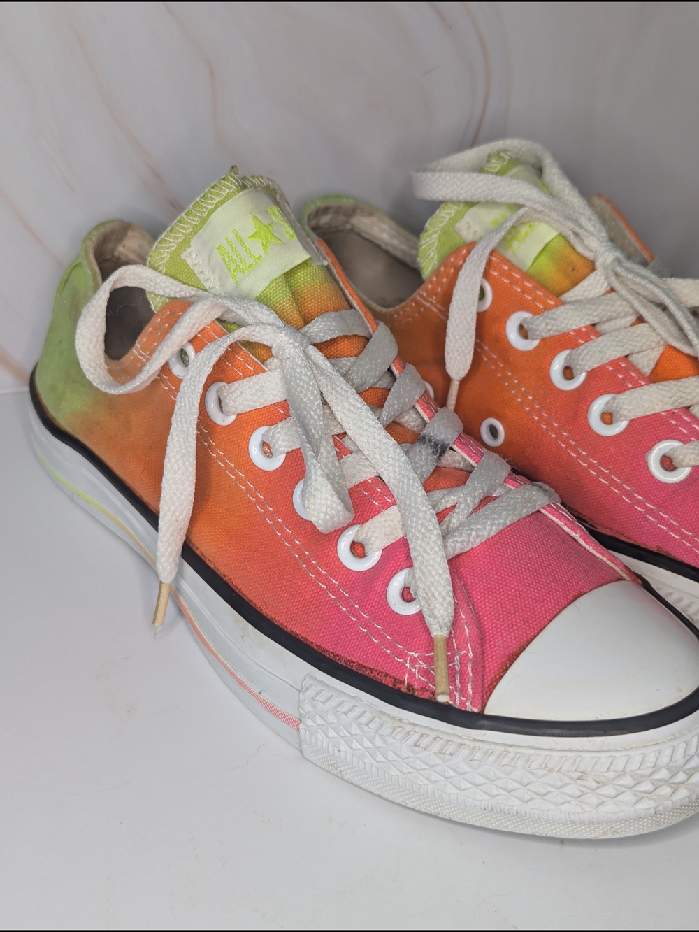 Converse Womens Tie-Dye Low Top Sneakers - Pink Orange Green